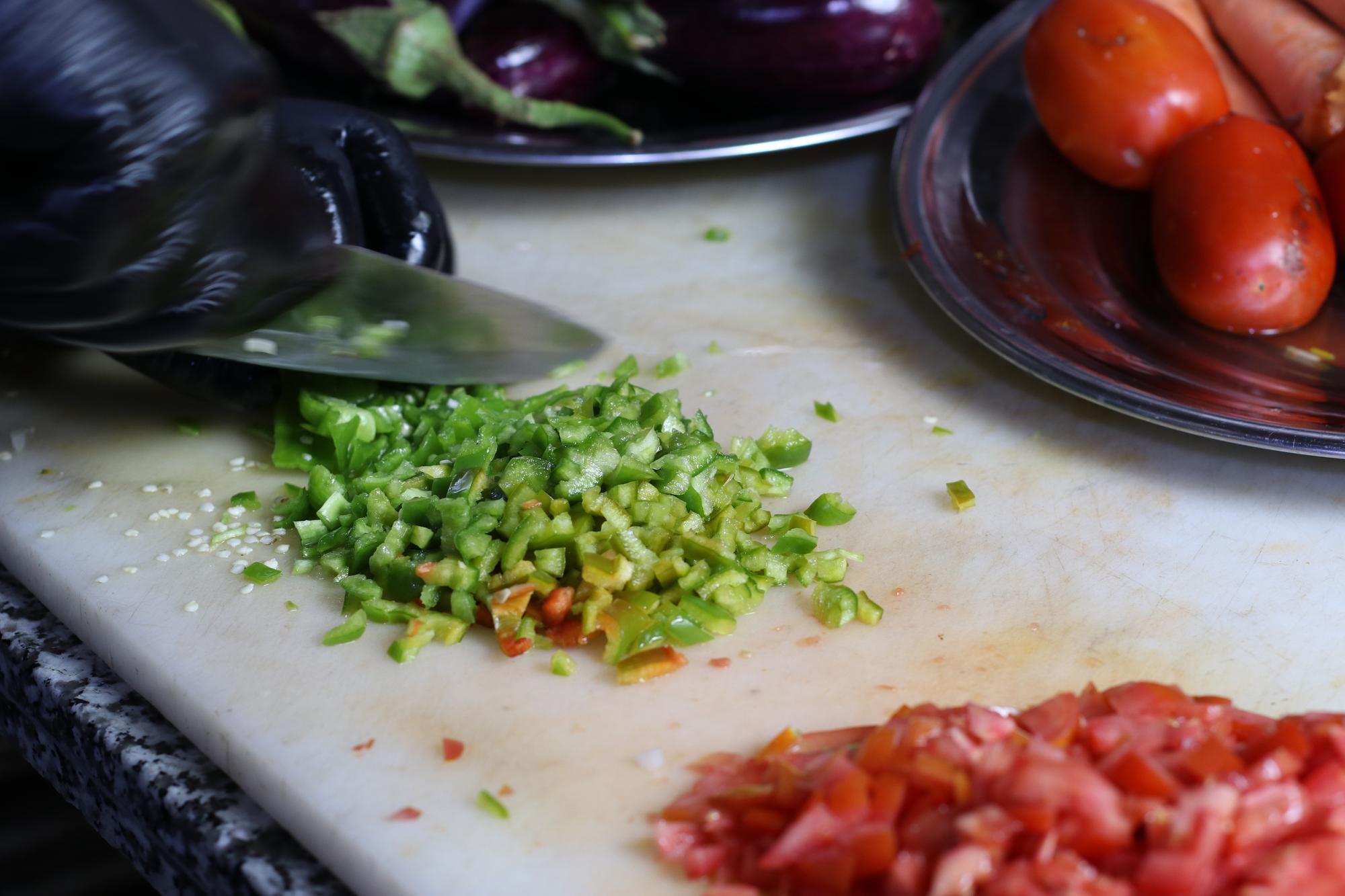 Detaliu ingrediente tăiate fin